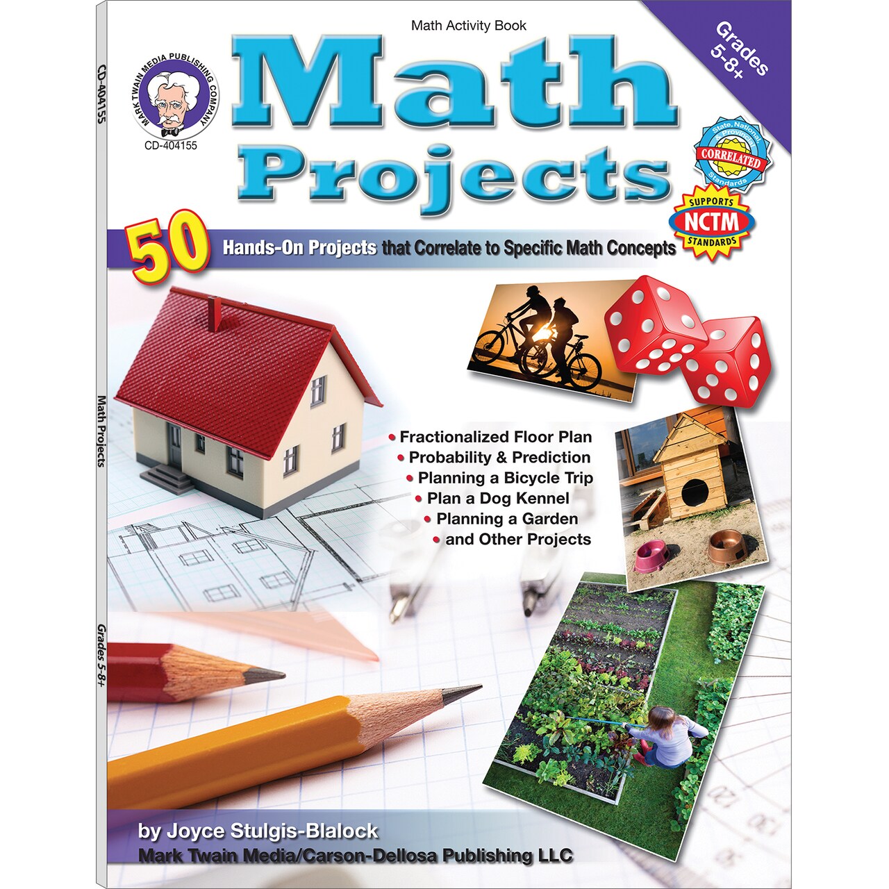 Mark Twain Math Projects Math Workbook, Grades 5-8+ Algebra, Fractions, Decimals, Geometry, Coordinate Puzzles, Math Manipulative Lessons, 5th Grade Math and Up, Classroom or Homeschool Curriculum